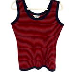 Misook Red Navy Striped Sleeveless Tank Top Size Medium Petite Photo 0