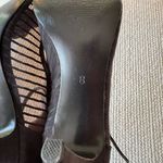 Lulu Townsend  Black Mesh Bow Pointed Toe Ankle Strap High Heels Sz 8 Photo 6