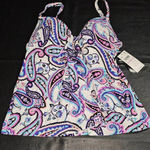 NWT Island Escape Womens Floral Paisley Swim‎ Top 6 Pink Photo 0