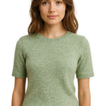 Everlane Short Sleeve Fuzzy Knit Sweater Tee Light Green Size XS Alpaca Luxury Photo 0