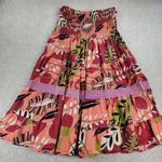 Vinage Womens Boho Skirt 2X Red Multicolor Print Tiered Flowy A Photo 3
