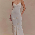 Meshki  Suki Knit Dress Maxi Flowers Nude Photo 3