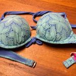 PINK - Victoria's Secret Victoria's Secret Blue and Green Lace Bikini Top Photo 0