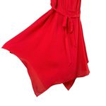 Haute Hippie NWT  Red Silk Racer Back Belted Mini Dress Handkerchief‎ Hem, Large Photo 8