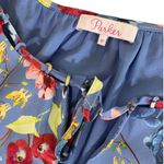 Parker Floral Smocked Waist Key Hole Ruffle Long Sleeve Dress Periwinkle Medium Photo 8