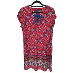 Madison Leigh Paisley Bow Short Sleeve Shift Dress Size 12 Red Holiday Photo 1