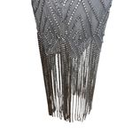 ASOS NEW NWT  Design Halter Crystal Embellished Fringe Dress In Silver Photo 11