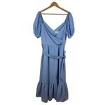 Sachin & Babi Blue Eyelet Maxi Dress Size 10 Puff Sleeve Belted Wedding Feminine Photo 3