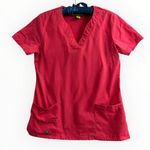 Crocs  Medical Apparel scrubs short sleeve pink coral V-neck figs pullover top XS Photo 1