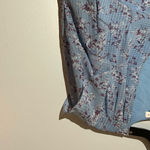 Endless Rose  Blue Floral Ruffle Blouse Cropped‎ size M sheer sleeves Photo 2