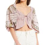 Free People Sunrise Sunset Daytime Fireworks Crop Top Purple Yellow Size Small Photo 4