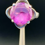 Taxco Mexico Amethyst And Sterling Silver Ring Flower Floral Size 8.75 Purple Photo 0