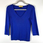 St. John Cobalt Blue Ribbed Knit Sweater Womens Sz M Designer Wool Silk Cashmere Photo 0