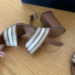 Coach Princeton Leather Strappy Slingback Sandal Tan Brown Stripe Block Heel Photo 3