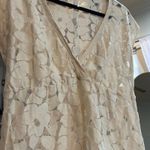 Maurice's  Floral Lace Cover Up Dress V Neck Beige Summer Beach Size‎ L Photo 2