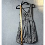 Every 1 Dress Womens XS Black Silver Striped Sleeveless V Neck Bubble Mini Dress Photo 6