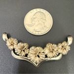 Unique Vintage 925 Sterling Silver Hibiscus Flowers Slider Collar Pendant 8g. Photo 4