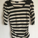 BCX 2/$15  3/4 Ruched Sleeve Striped Top Size M Photo 0