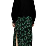 Topshop  Black Mini Pleated Floral Print Midi Skirt with Elastic Waist & Tie Belt Photo 2