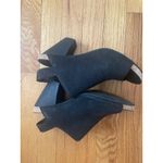 Eileen Fisher  Black‎ Suede Leather Open Toe Slingback Cork Heel Mules Photo 5