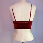 Sexy Velvet Burgundy V Neck Cropped Bra Top Size Large Red Photo 2