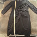 Women’s Black Asymmetrical Ruffled Midi Dress 3/4 Sleeve Zip Back Size XL NEW Photo 7