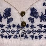 Knox Rose white embroidered flowers 3/4 sleeve blouse boho button Photo 2