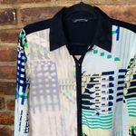 Inbdue Woman Mixed Media Patchwork Long Sleeve Button Down Shirt Women's Large Photo 1