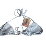 Oh Polly Neena Swim Strappy Triangle Bikini Top Silver Sparkle Size XS New Photo 1
