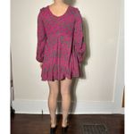 Gold and Silver Paris Pink Green Sparkly Longsleeve Mini Dress Size Small Photo 1