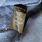 Sandro  Paris Hooded Sweatshirt With Velvet Insert In Blue Size Small Photo 7