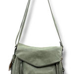 Sage Green Faux Leather Crossbody Bag Women’s Adjustable Strap Tassel Pocket Photo 0
