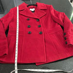 st. john's bay St. John’s Bay Cashmere And Wool Blend Pea Coat Deep Red Size Medium NWOT Photo 8