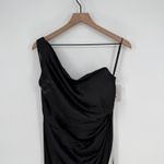 After Six  Black One Shoulder Ruched Long Formal Evening Gown Dress Size 8 Photo 4