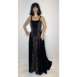 Late 80s Jeannie Nitro Gothic black velvet silk floral embroidered corset gown s Photo 2