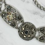 Abalone Shell Rhinestone Statement Chain Link Belt One Size (OS) ✨ Silver Photo 4