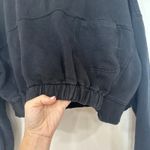 Free People Movement On Your Mark Sweatshirt Small Crop Cinch Waist Crewneck Black Photo 4