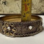 Indian Style Gold Tone Flower Mesh Bead & Rhinestone Bangle Bracelet 7 3/4 Inch Photo 7