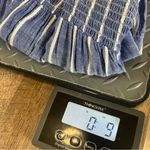 Blue Island  Strapless Smocked Dress Medium Blue White Stripes Ruffle Beachy Boho Photo 8