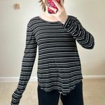 American Eagle  Outfitters Black and White Fitted Ribbed Long Sleeve Tee Photo 0