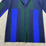 St. John 100% Wool Long Sweater Cardigan Blazer Colorblock in Navy Green L Photo 2