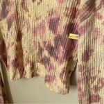 BP  Cropped Top Long Sleeve Tie-Dye Yellow Pink Purple Casual Ribbed Neutral Photo 3