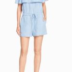 Ella Moss Womens Blue Chambray Off-The-Shoulder Drawstring Romper M BHFO 5067 Photo 0