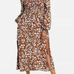 La Ligne x Target Rust Floral Print Midi Dress with Slit size 1X Long Sleeves Orange Photo 0