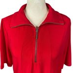Susan Graver red quarter zip collared short sleeve stretchy top women's size S Photo 6