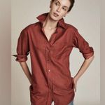 HARSHMAN Los Angeles BYRON SHIRT Button Up Long Sleeve in MARSALA Size Medium Brown Photo 0