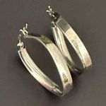 AV 925 Signed Sterling Silver Twisted Oval Hoop Earrings 6g. Photo 3