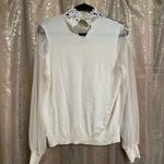 Adiva Ivory Crochet White Lace Mesh Sleeve Long Sleeve Sweater/Top, XL Photo 1