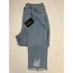 Pretty Little Thing Blue Shape Vintage Ripped Hem Straight Leg Jeans Sz 12… Photo 4