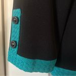 Misook  Exclusively Black Teal trim Open Long Sleeve Cardigan Sz Large Photo 1